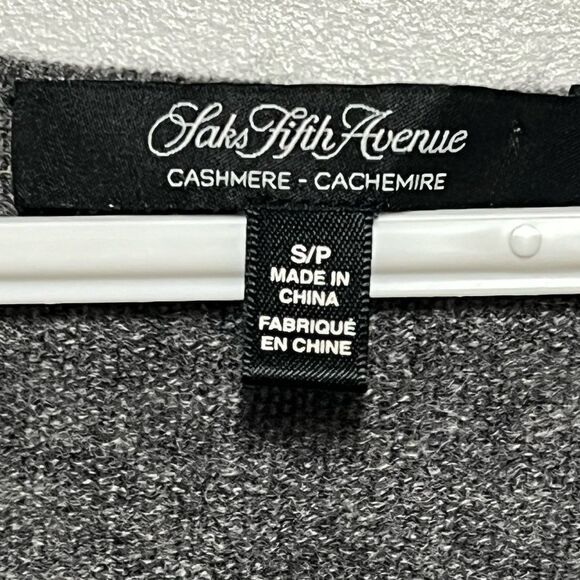 Sak’s  Fifth Avenue 200% Cashmere Assymetrical V neck color block sweater Sz S - Picture 3 of 4
